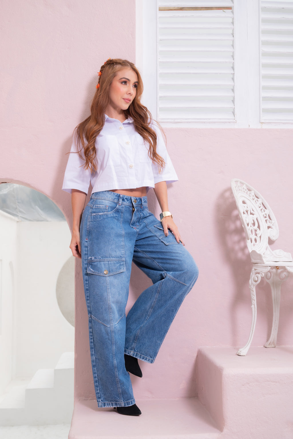 Jean Cargo Denim Bota Ancha sv 014
