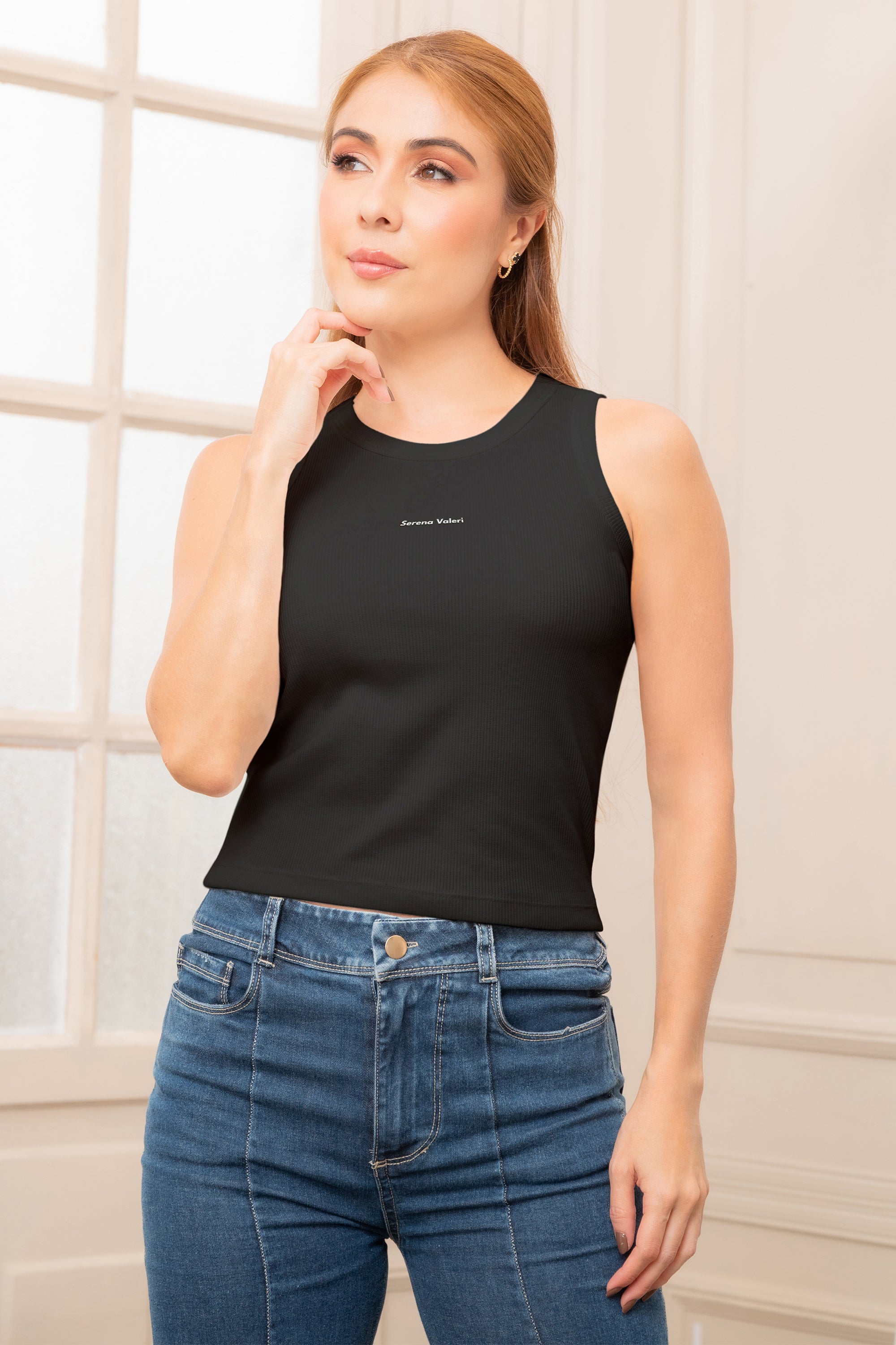 Camisilla Larga en Rib con Estampado - SV052